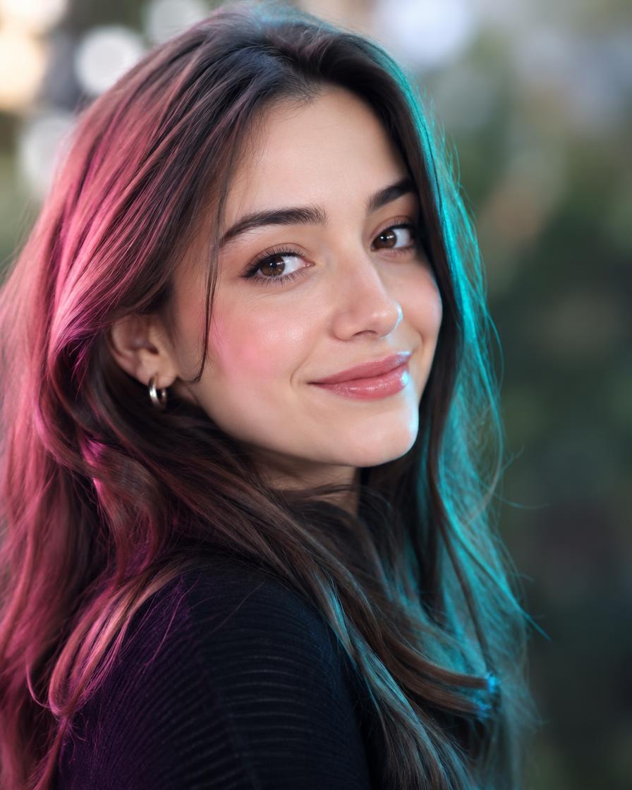 Example style: portrait with soft coloured accent lighting